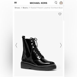 MICHAEL Michael Kors Black Patent Leather Combat Boots